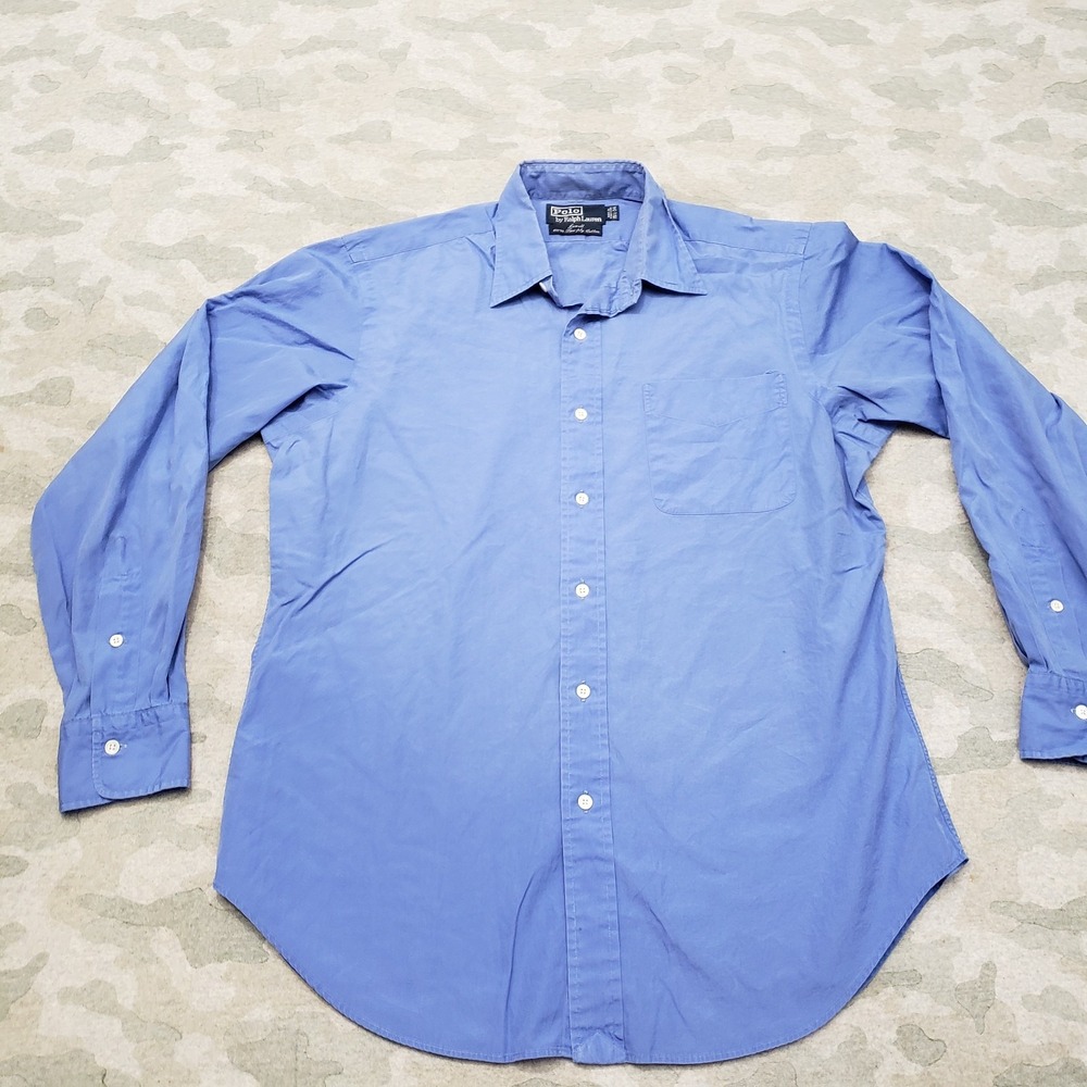 Polo Ralph Lauren Shirt Mens 15 1/2-34 Blue Long Sleeve Button-Up